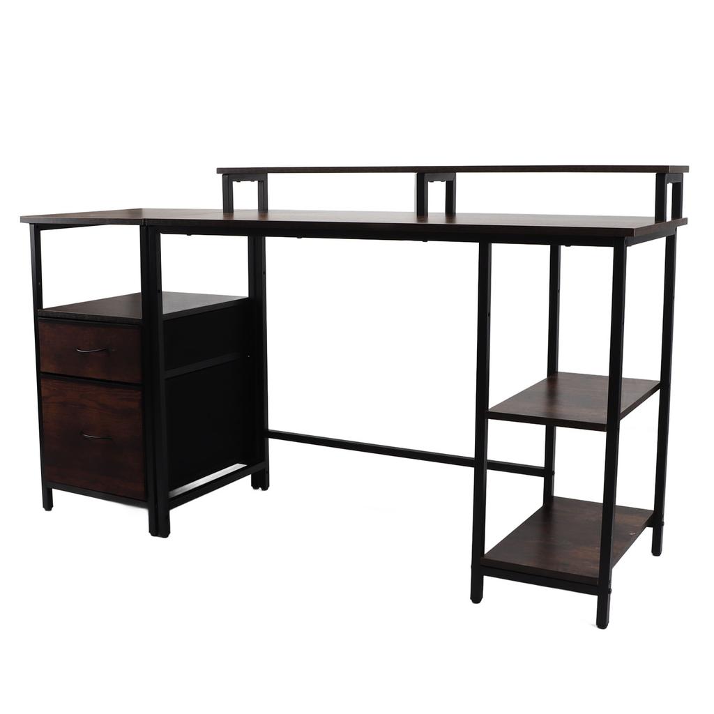 Industrial Computer Table Home  Computer Desk Tear Resistant Sturdy Enough Drawers with Raised Shelf for Office