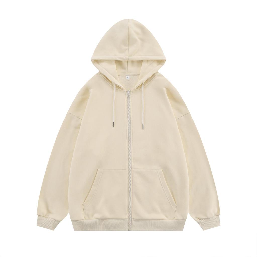 High-quality Light Board Hanchao Autumn Sweater Men's and Women's Zipper Cardigan Polyester Solid-color Hooded Sweater