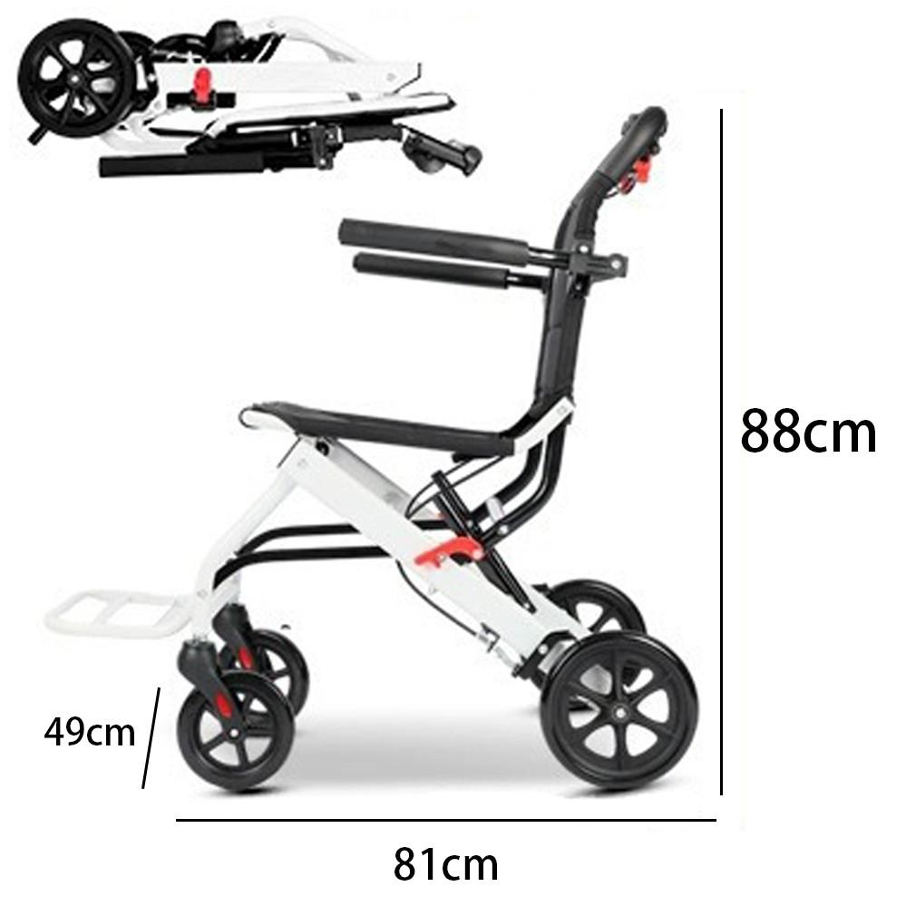 Outdoor Portable Wheel Chair Old People Hand Push Travel Trolly Foldable Wheelchair With Footrest Armrest Ultra Lightweight