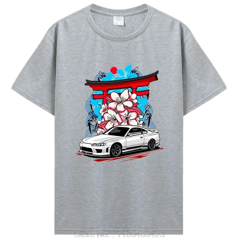 Silvia S15 White Car Graphic T Shirts Initial D Drift TShirt Cotton Short Sleeve Oversize T-shirt Clothing Oversized
