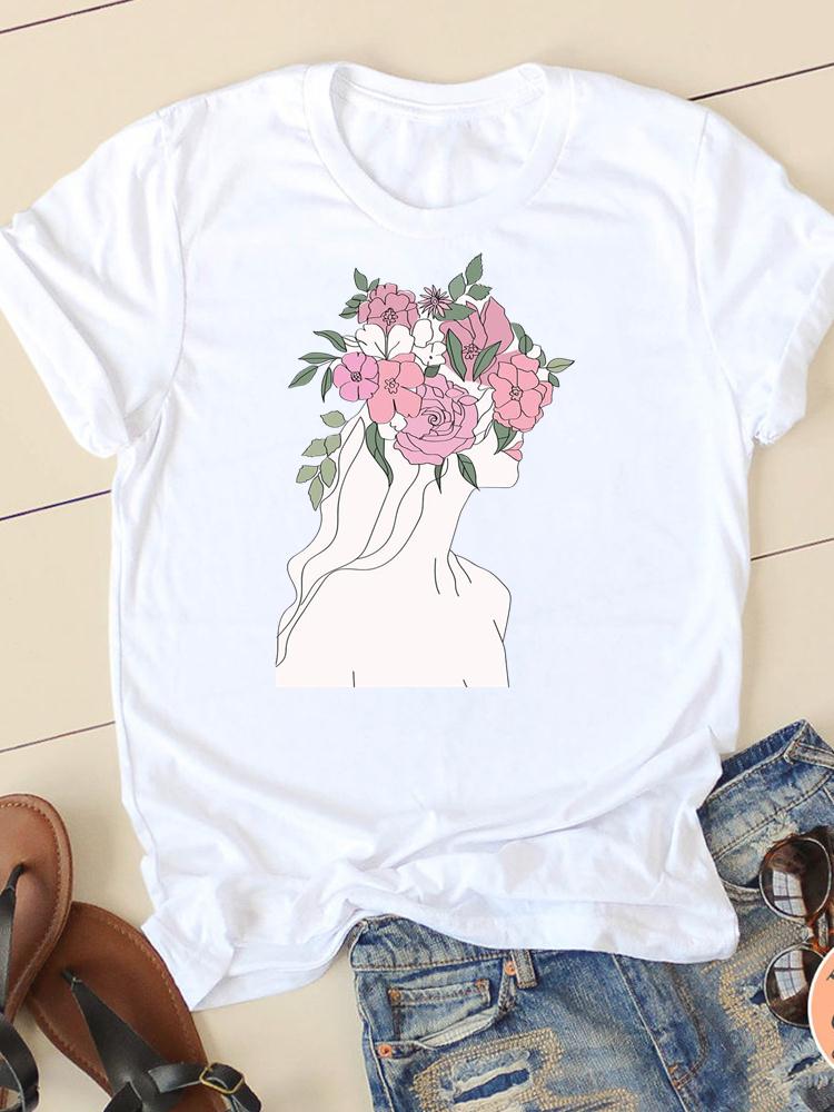 Short Sleeve Watercolor Flamingo Beach Ladies Summer Graphic Tee Tshirts Casual Clothing Women Fashion Female T Print Clothes