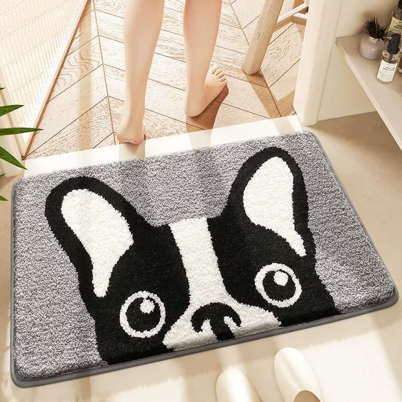 Cartoon Animal Floor Mat Bathroom Super Absorbent Bottom Non-slip Household Toilet Entrance Mat Soft Bedroom Carpet