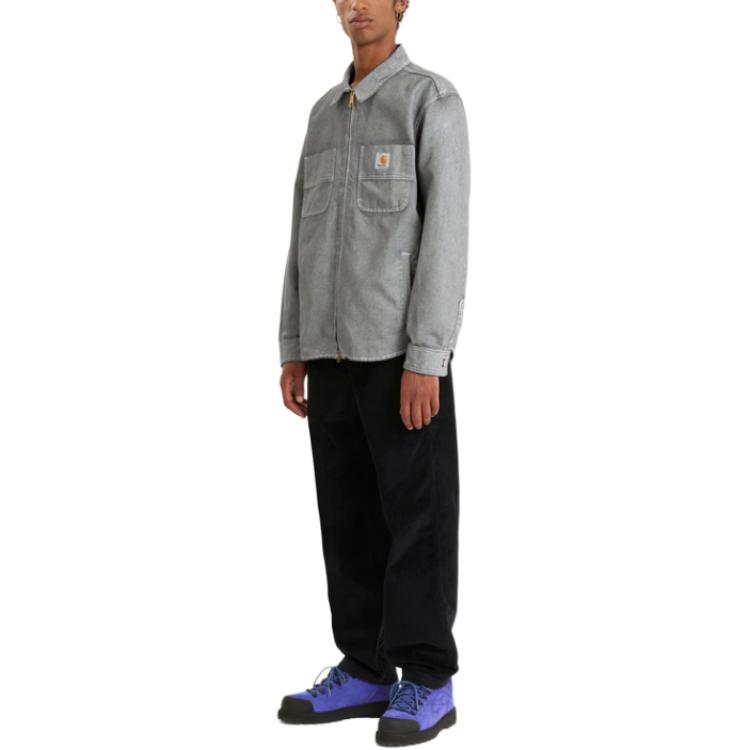 Carhartt WIP Square Label Loose Fit Zip Work Jacket Men jackets Gray I032369-1TV-06