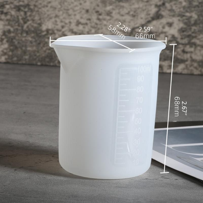 100ml Resin Cup DIY Crafts Jewelry Silicone Measuring Cup Reusable Mixing Cup with Precise Scale Non-Stick Silicone Cup