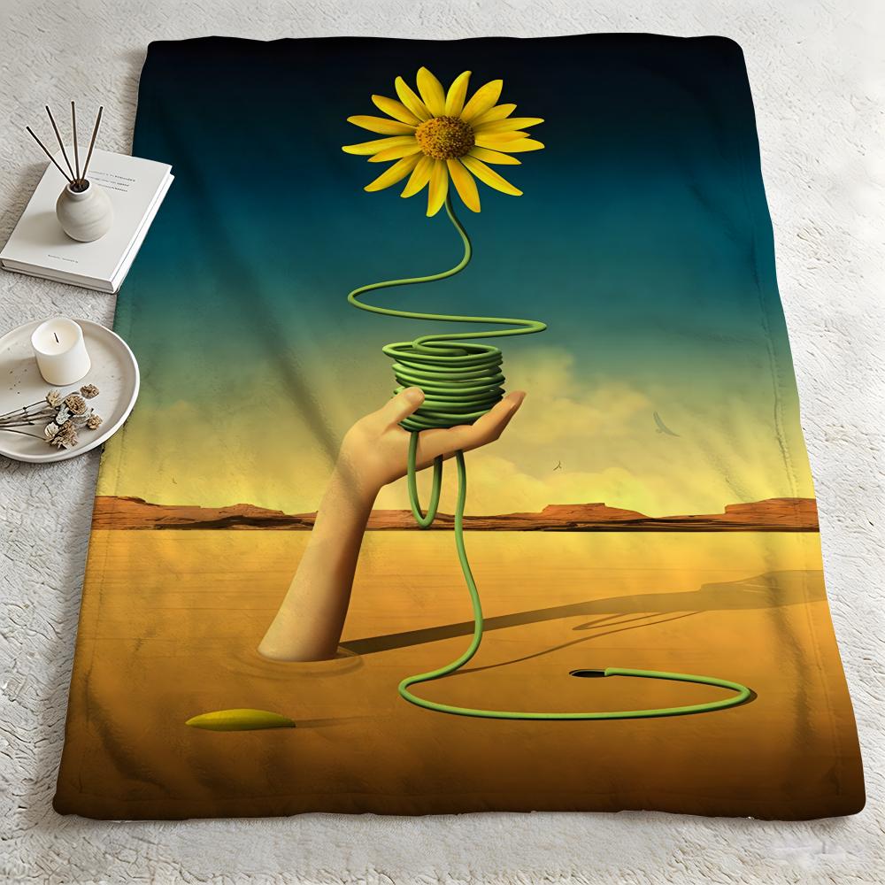 art SSalvador Dalii Throw Warm Soft Flannel Blanket Multiuse for Sofa Bed Camping Travel Nap