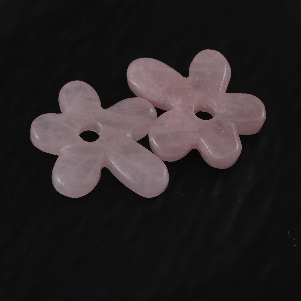 Purple Pink White Crystal Agate Tiger Eye Carved Five-Petal Flower Pendant Necklace