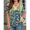Ethnic Style T-Shirts Vintage Floral 3D Print Women's V-Neck Short Sleeve T Shirt Y2k Harajuku Tees Casual Tops Female Clothing