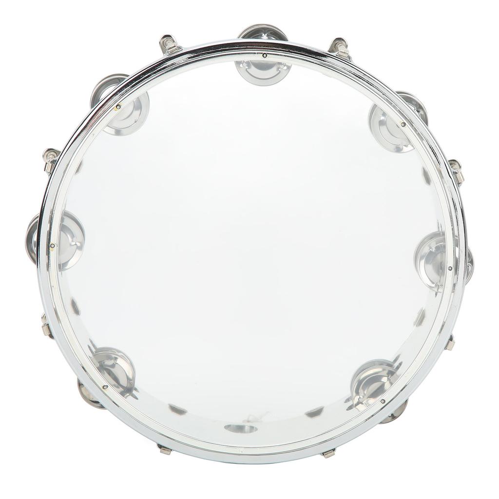 10in Hand Drum Adjustable Tone Double Row ABS Light Hand Bell Handheld Percussion Transparent