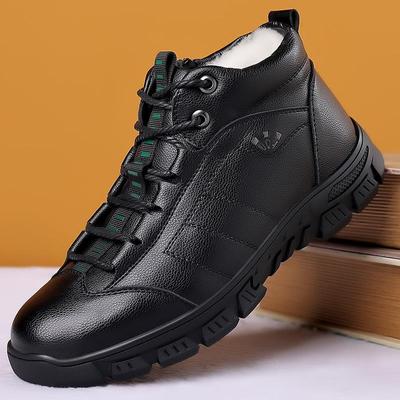 Herren-Schneestiefel, dickes Fell, Winter, Outdoor, Herren-Wanderschuhe, männlich, Berg-Leder-Sneaker, Fleece-Stiefeletten, rutschfest, bequem, Business-Stiefel