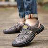 Mode Sommer Mode Herren Sandalen Atmungsaktive Herrenschuhe Leder Outdoor Herren Sandalen Rutschfest Strandsandalen Hohle Schuhe Strandfußbekleidung