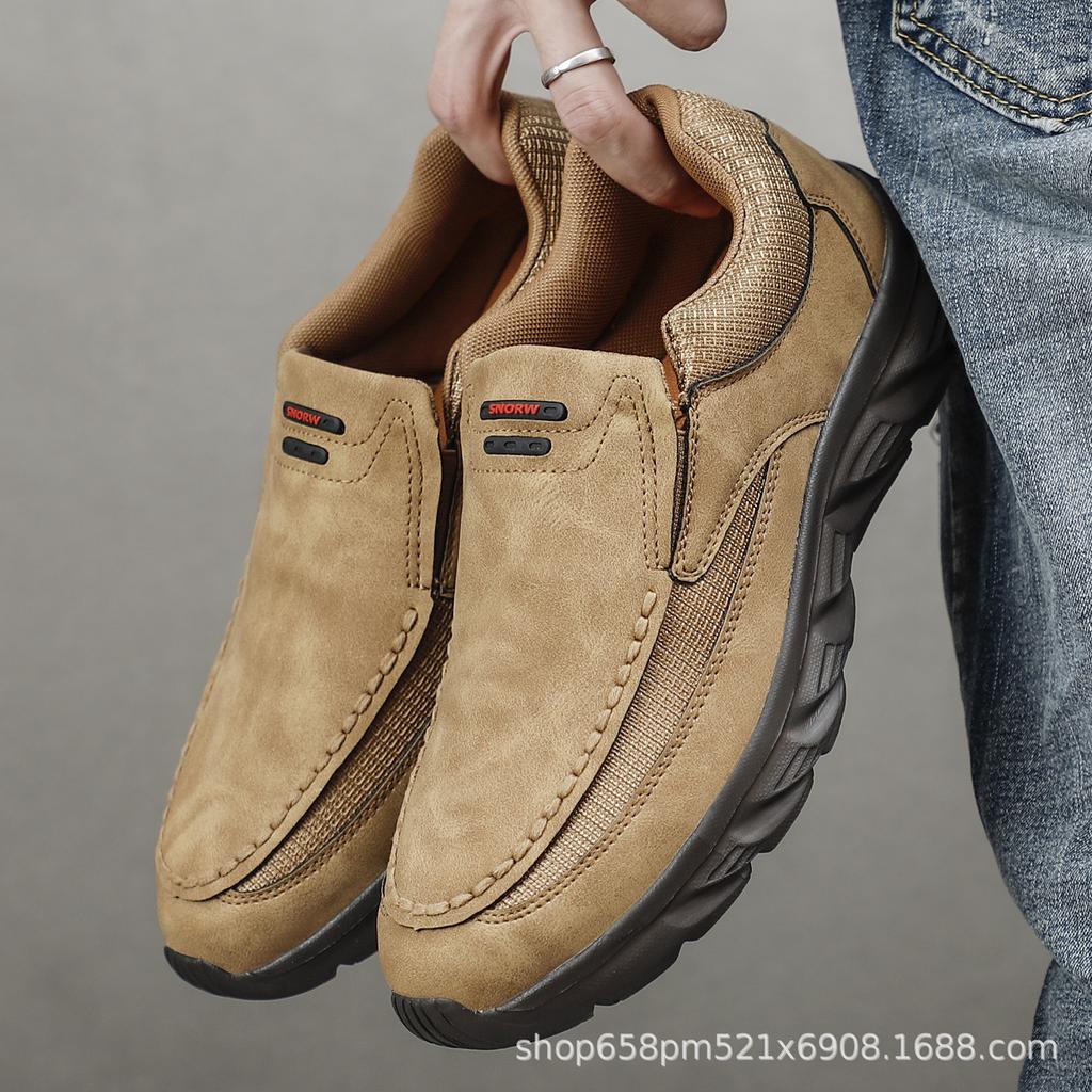 Men PU Leather Casual Shoes Breathable Loafers Men Sneakers Male Comfortable Leather Flat Footwear Sneakers Men Shoes