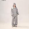American High-End Oversized Gray Hooded Sweatshirt - Casual, Relaxed Style