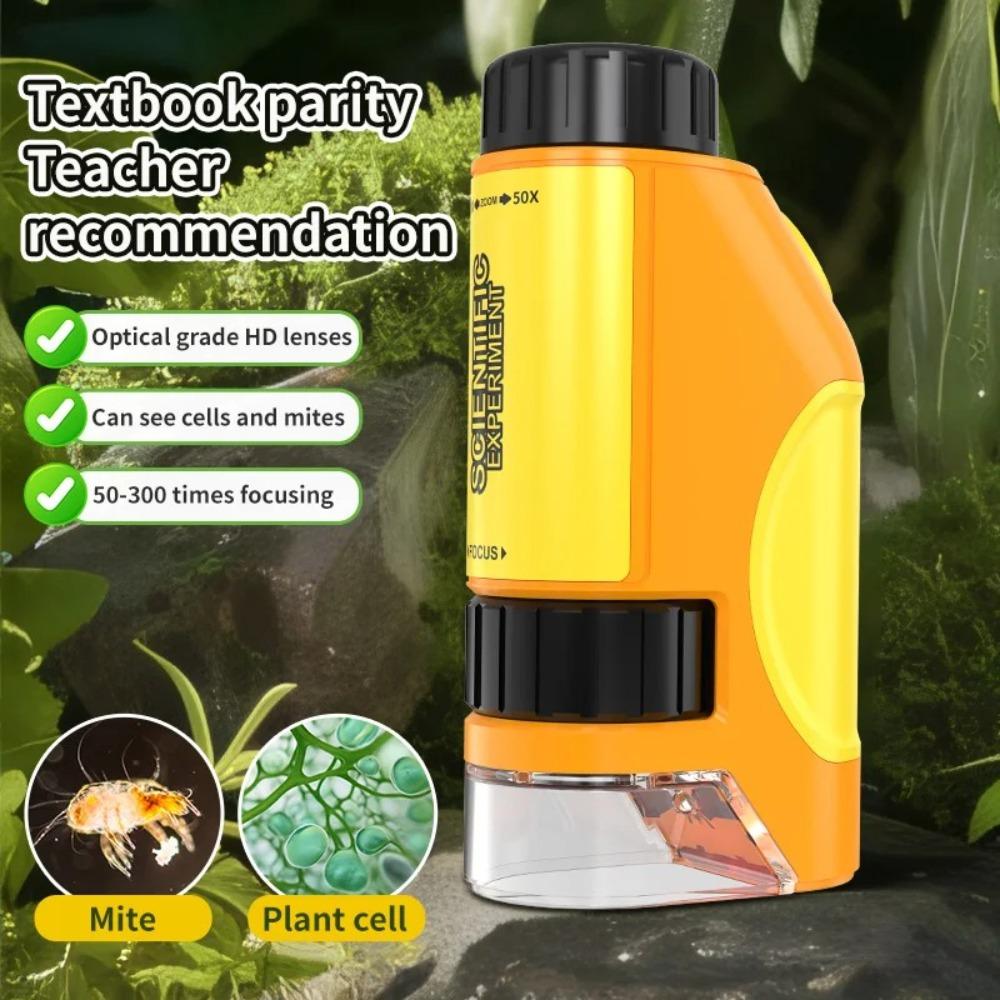 

Handheld Microscope Science Toy Zoom 50x-300x Little Scientist Microscope Preschool Kids жовтий