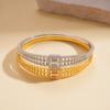 18K real gold electroplated zircon hollow square buckle bracelet simple geometric high-end jewelry