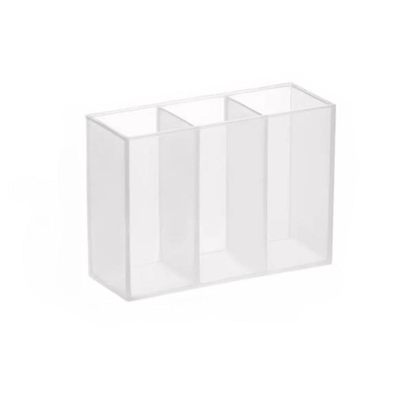 

1Pc Mini Storage Box 2/3Grids Plastic Makeup Brush Lipstick Storage Multi-Functional Desk Organizer for Home Kitchen Bathroom