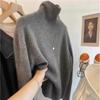 2025 Women's High Neck Wool Cashmere Sweater - Autumn/Winter Loose Fit with Split Sleeves
