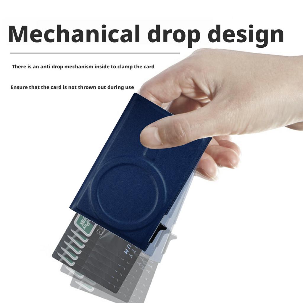 Magnetic Auto Pop-Up Card Holder for Cell Phones Back Kickstand RFID/NFC Blocking