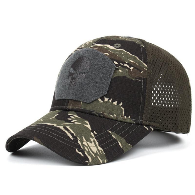 Unisex Skull Embroidered Top with Patch Breathable Baseball Caps Spring and Autumn Outdoor Adjustable Casual Hat Sunscreen Hat