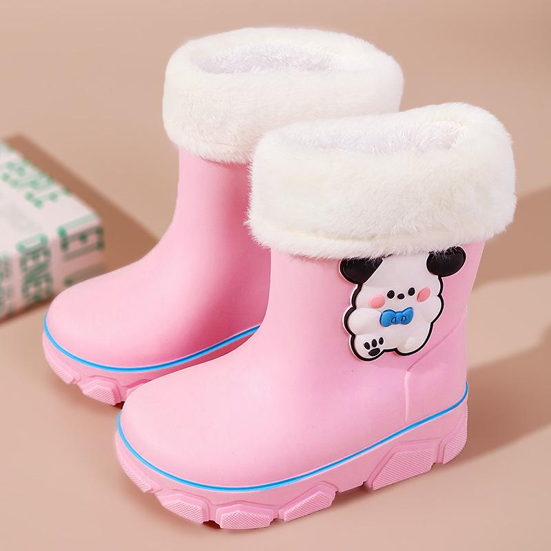 2025 pantofi de ploaie pentru copii, desene animate, rezistenți la uzură, călduroși din catifea și antiderapanți, pantofi de apă pentru școală, cizme de ploaie pentru copii mijlocii și mari
