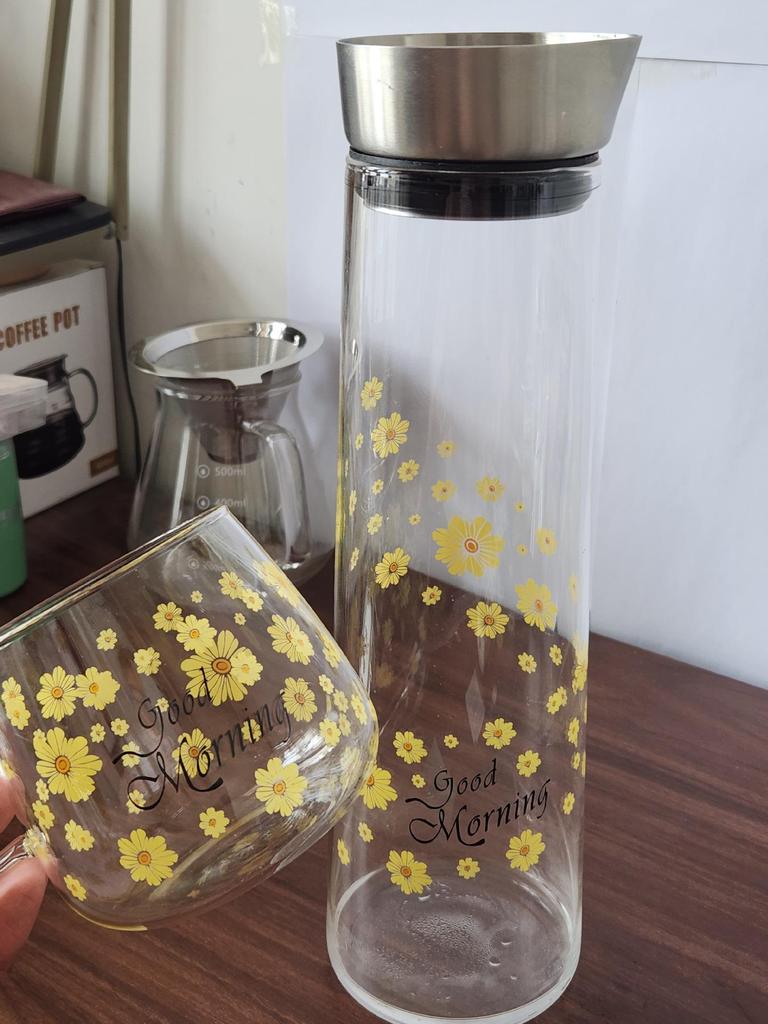 Large Capacity Glass Water Jug with Stainless Steel Lid