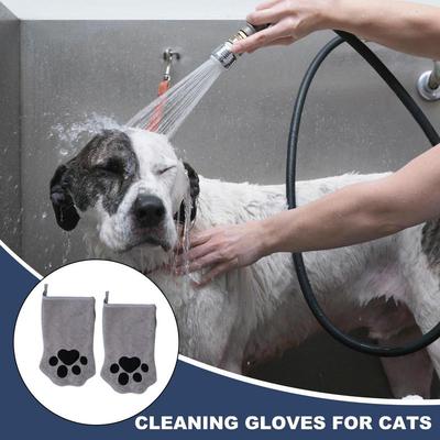 Dog Grooming Gloves 2X Dog Bathing Gloves Double-Sided Pet Care Supplies Bath Towel Quick Drying For Cleaning Long-Haired Daily