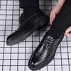 Men British Style Pointed Toe Soft Leather Lace Up Business Formal Casual Dress Shoes Large Size
