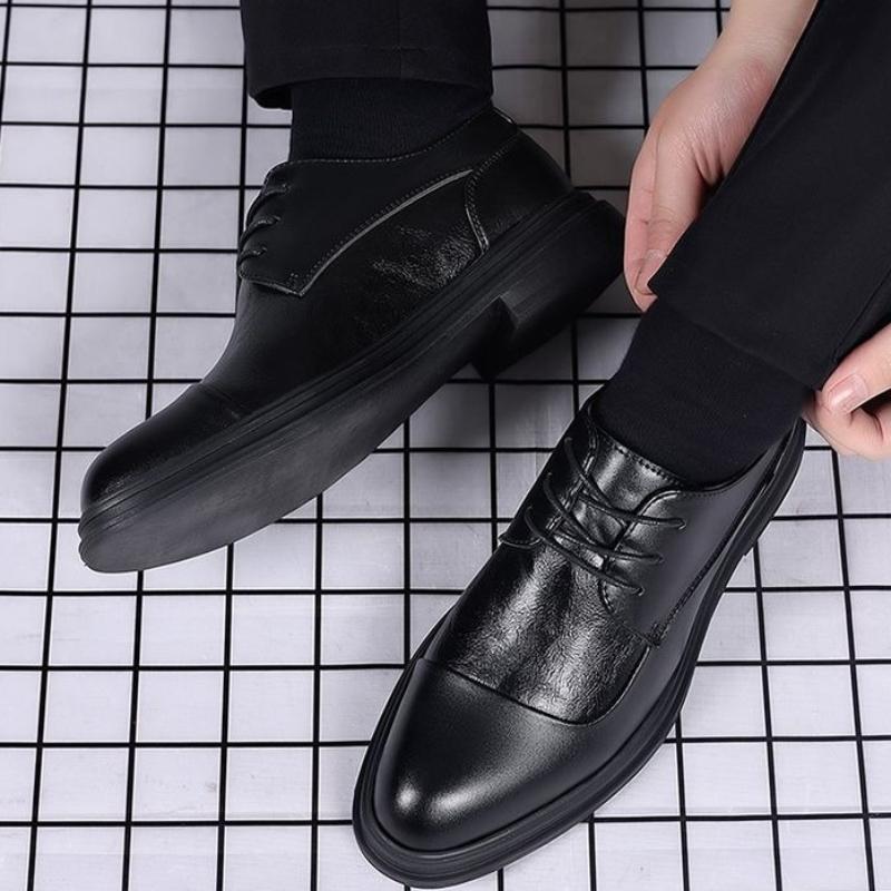 Men British Style Pointed Toe Soft Leather Lace Up Business Formal Casual Dress Shoes Large Size