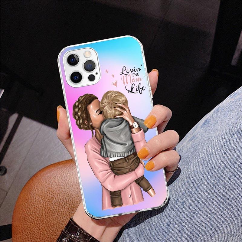 

Женская Модная Девочка Супер Мама Чехол для Телефона Малыш Для iPhone 17 Air 16 Pro Max 16E 15 + 14 Plus 11 12 13 Mini 7 8 SE Подарок Печатная Крышка iPhone 16