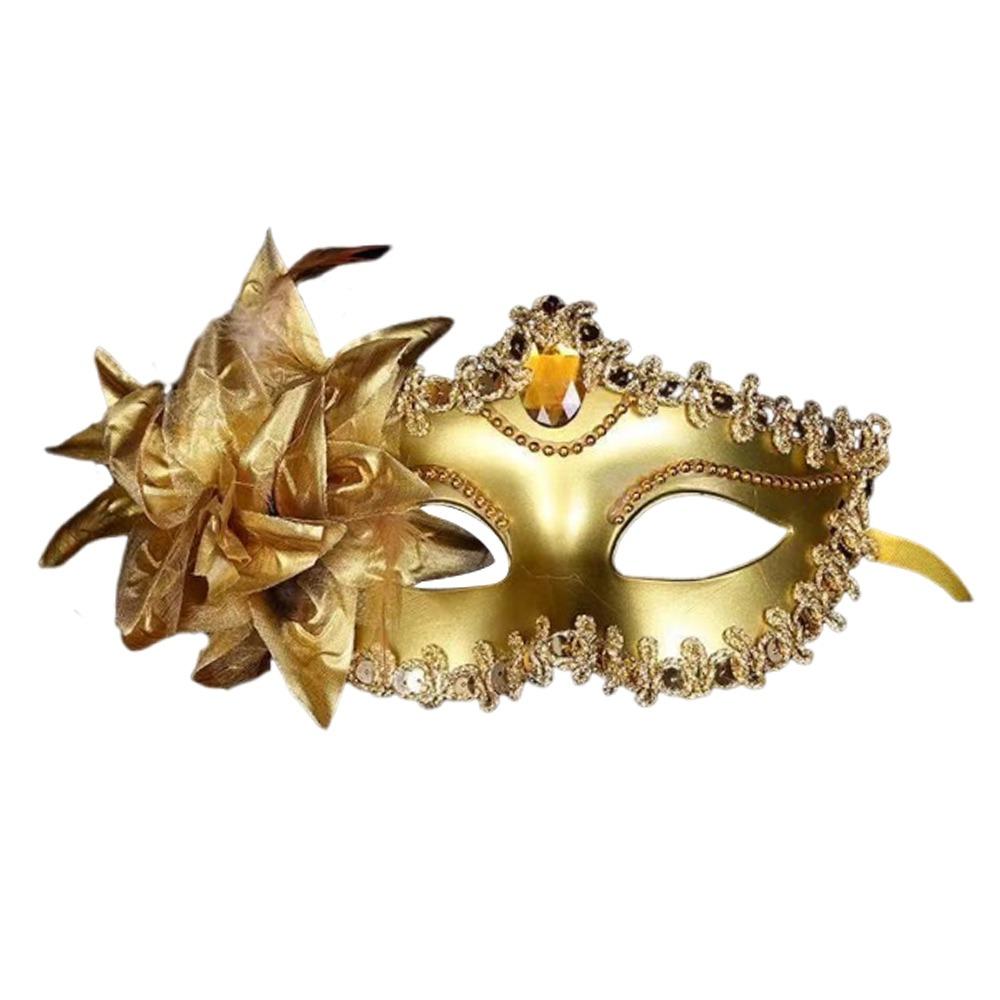 Lady Princess Diamond Decorated Venetian Mask Half Face Sexy Style Feather Mask Flower Design Masquerade Mask Dance Party