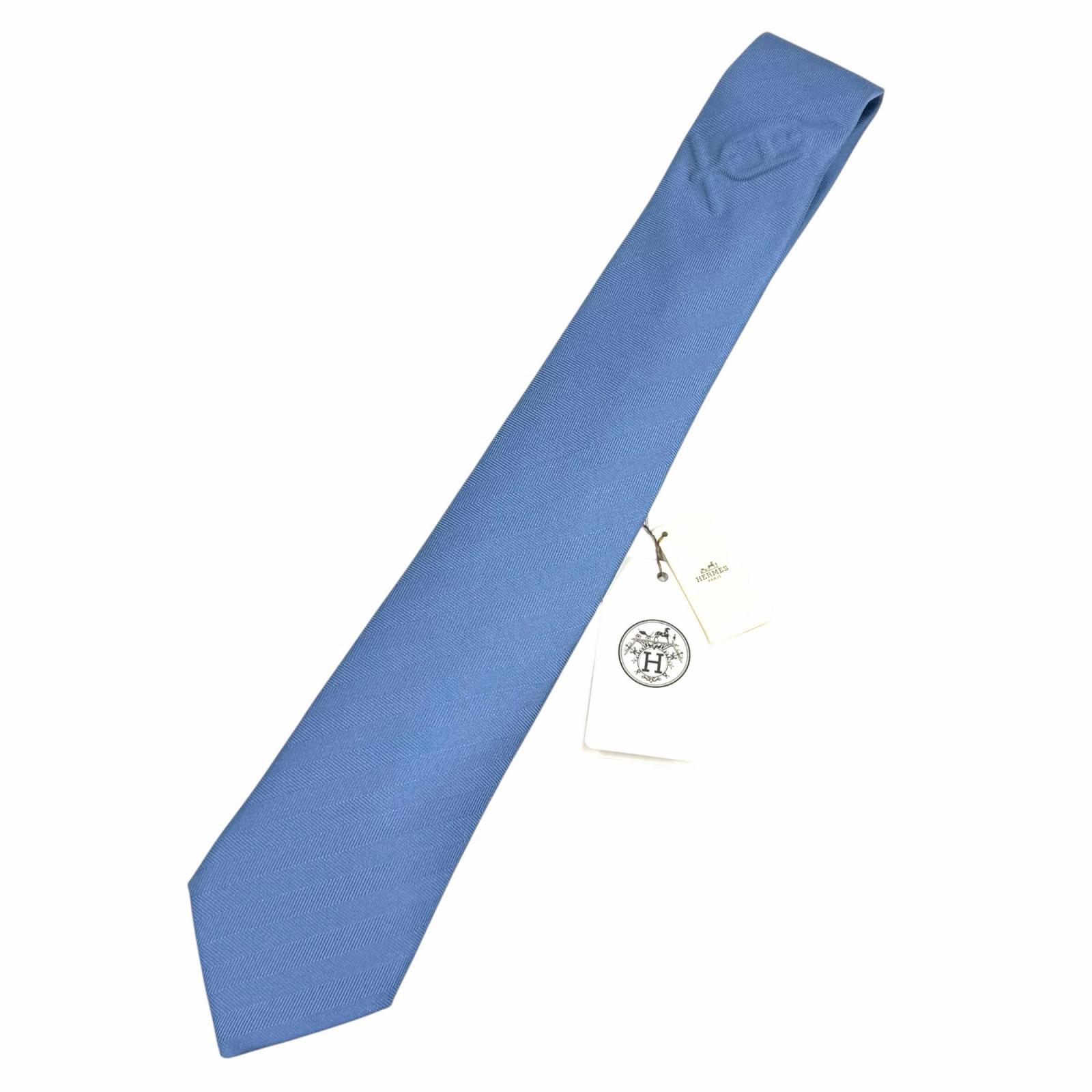 Pristine HERMES tie H logo Chaine d Ancre embossed silk mens Used