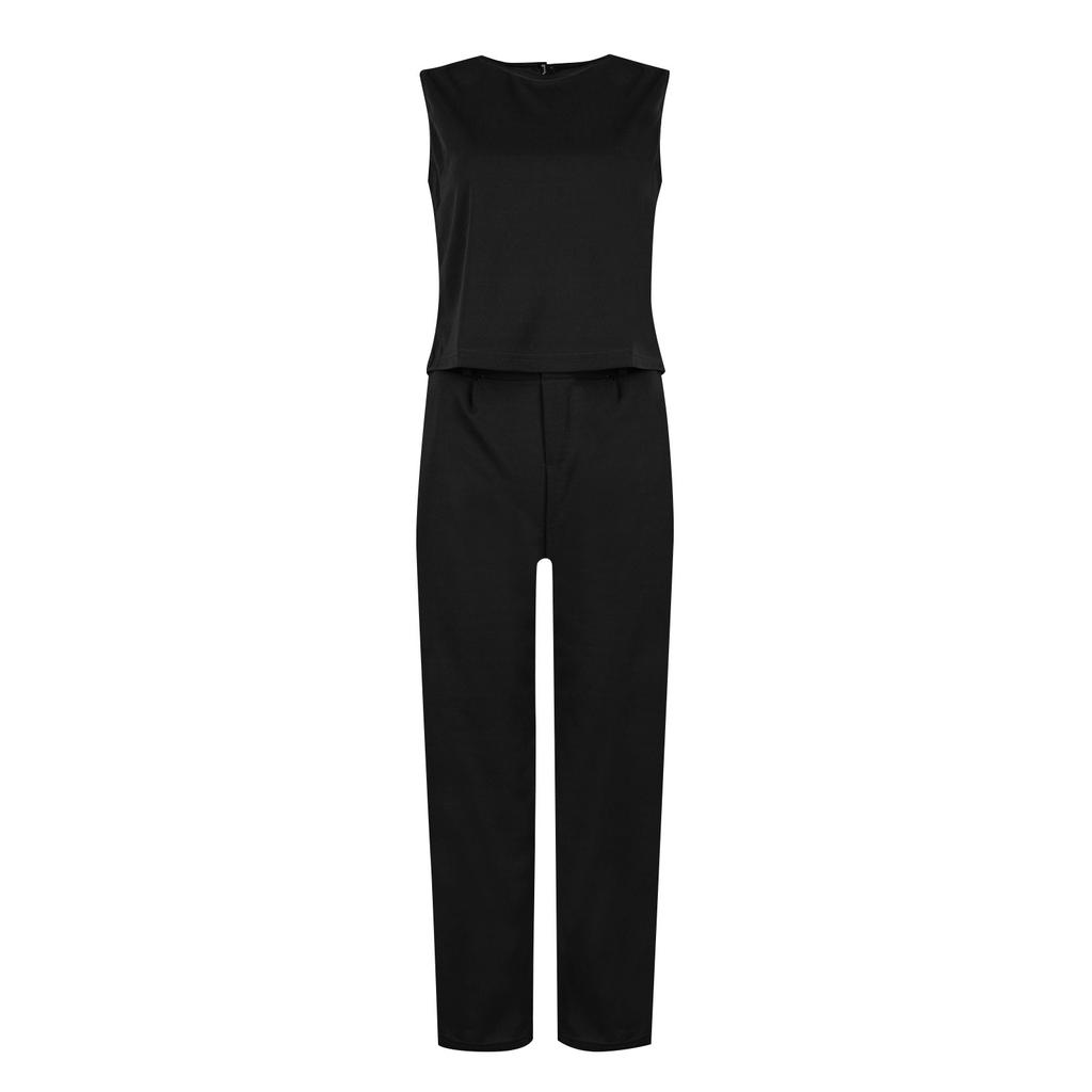 Nový sexy trendy dámský jednobarevný top kalhotový oblek bez rukávů