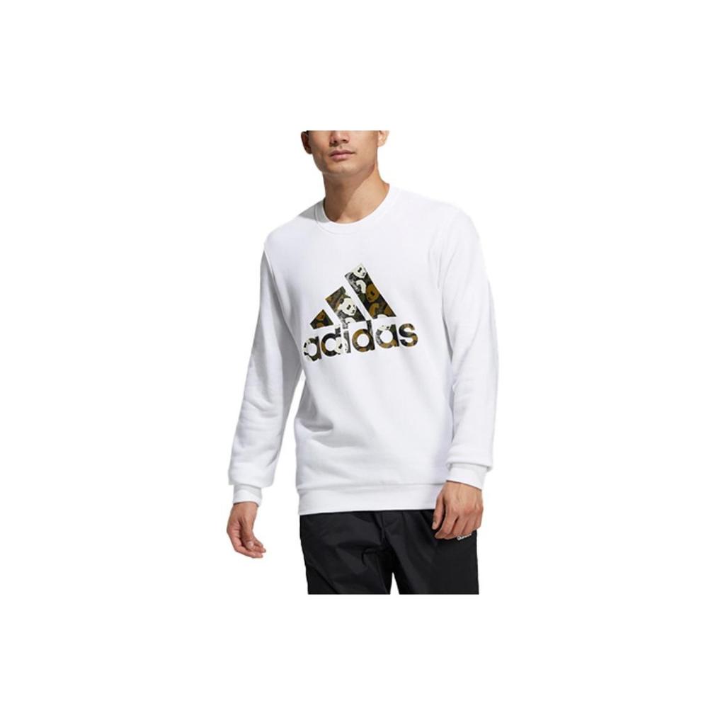 Adidas Panda Logo Print Sport Pullover Sweatshirt Men Tops White HM9377