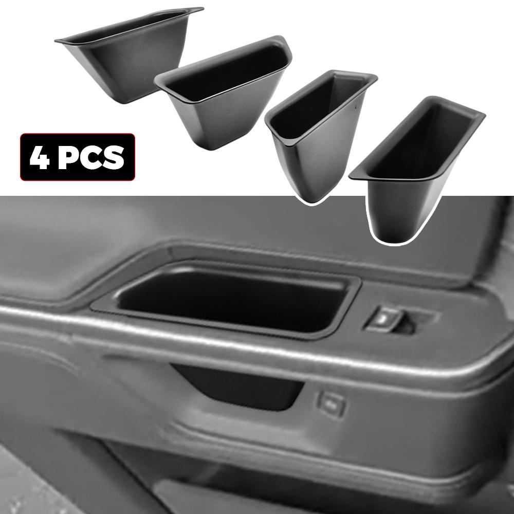 For RIVIAN R1T R1S Car Side Door Handle Storage Box Tray ABS Organizers Accessories Black 4PCS