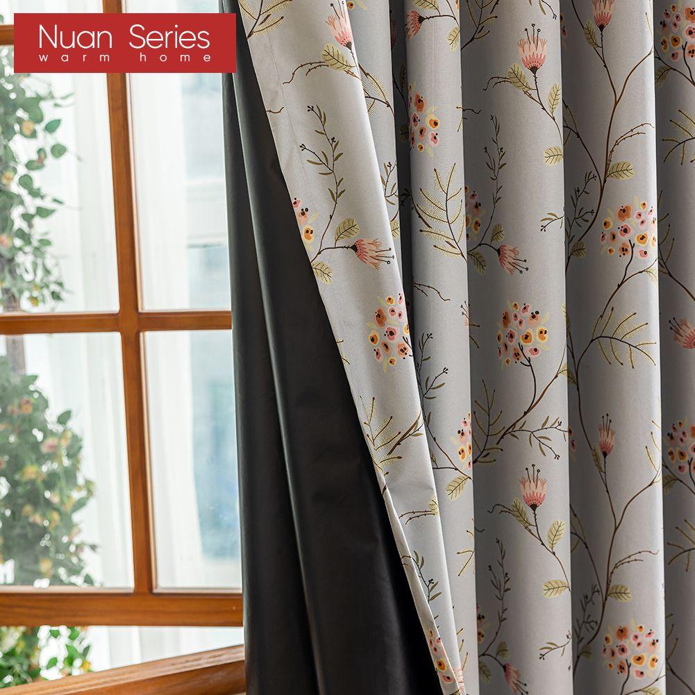 1PC Nuan Series European Luxury 100% Blackout Blackout Curtain Vintage Floral Curtains Curtain for Bedroom Living Room Balcony Window for Home Decor