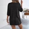 Women's Casual And Fashionable Color Hollow Out Mid Sleeve Knitted Cardigan