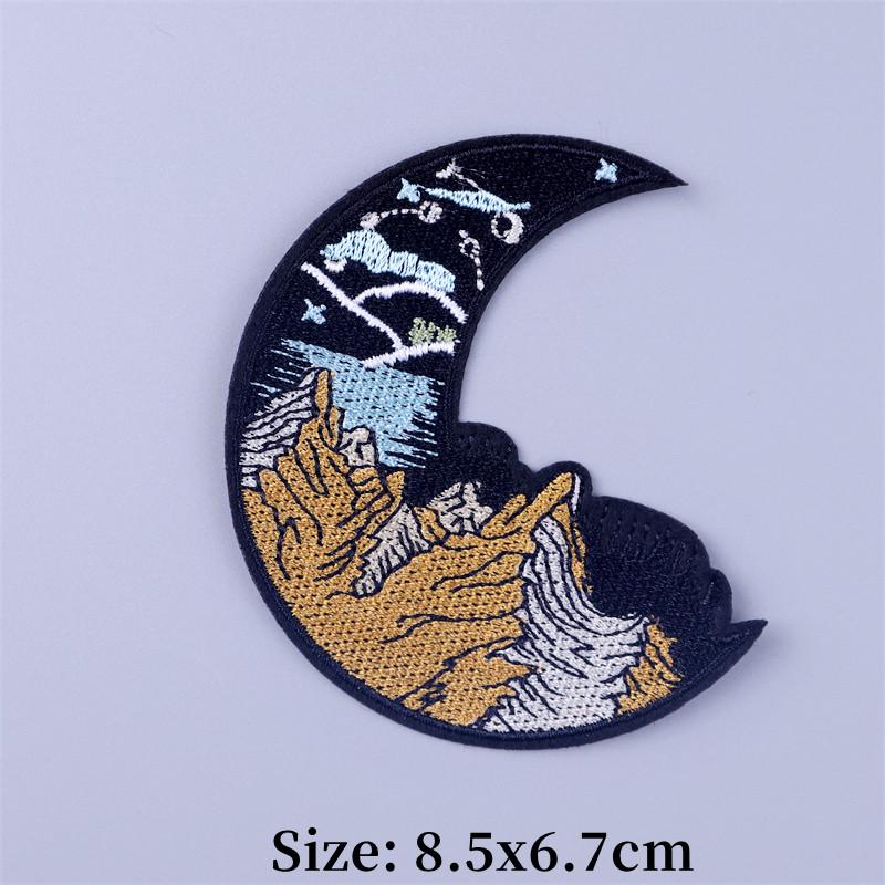 Outdoor Scenery Embroidered Patches for Clothing Thermoadhesive Sea Wave Patch Cloudy Rainy and Sunny Iron on Fusible Patch DIY