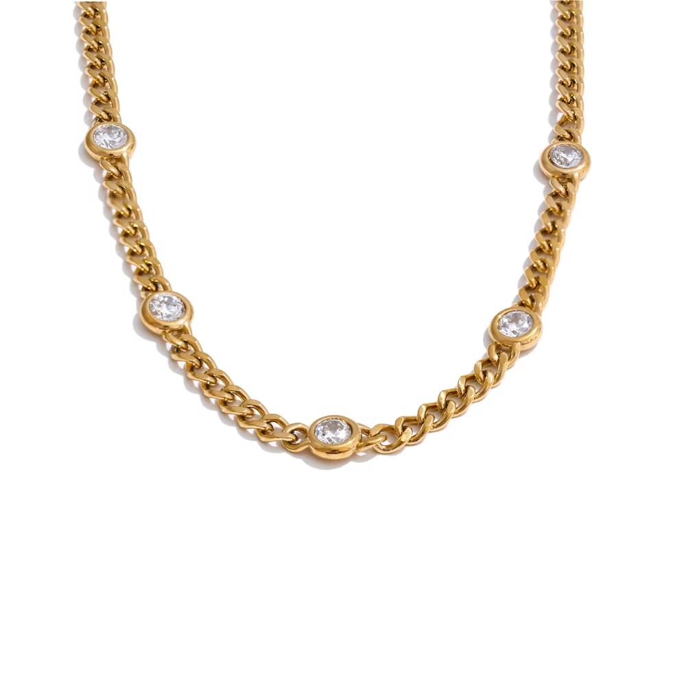 Yhpup High Quality Stainless Steel Cubic Zirconia Chain Bracelet Bangle Temperament Popular Arrivals Wrist Golden Jewelry