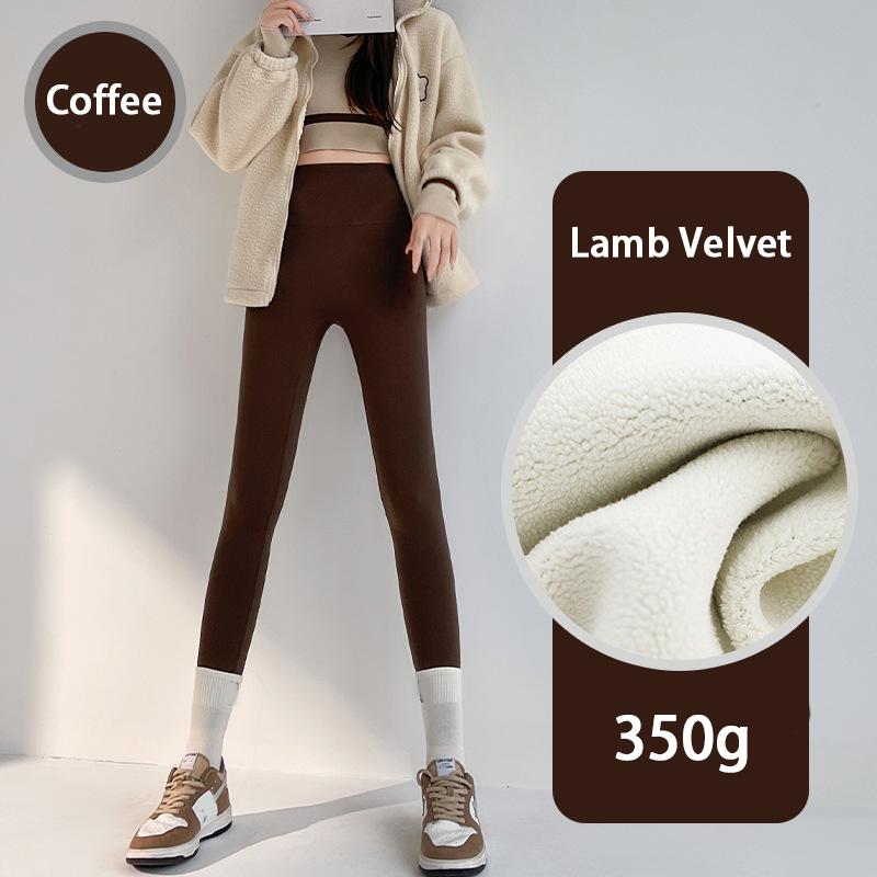 Autumn Winter Lamb Velvet Thicken Sharkskin Leggings Women High Waist Seamless Slimming Warm Leggings Pants