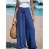Vacation Style Cotton Linen Wide Leg Pants Women's High Waist Elasto Drawstring Design Loose Dipping Sense Straight Casual Beach