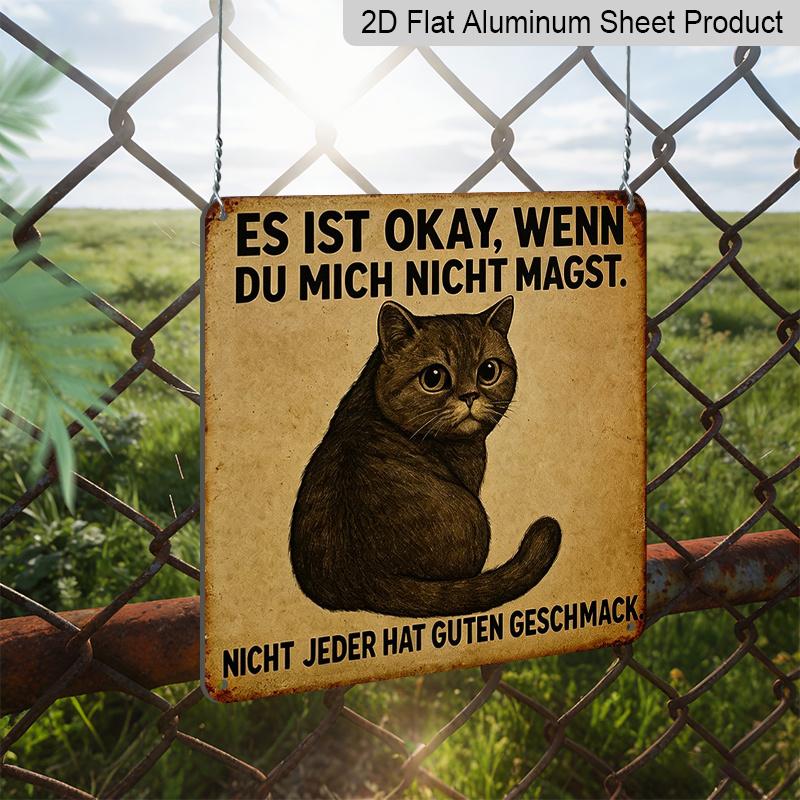 2D Flat - 1pc Vintage Aluminium Metal Sign, Outdoor Decorative Wall Sign, Retro Tin Sign Style, Funny Cat Theme, "It Is Okay If You Do Not Like Me