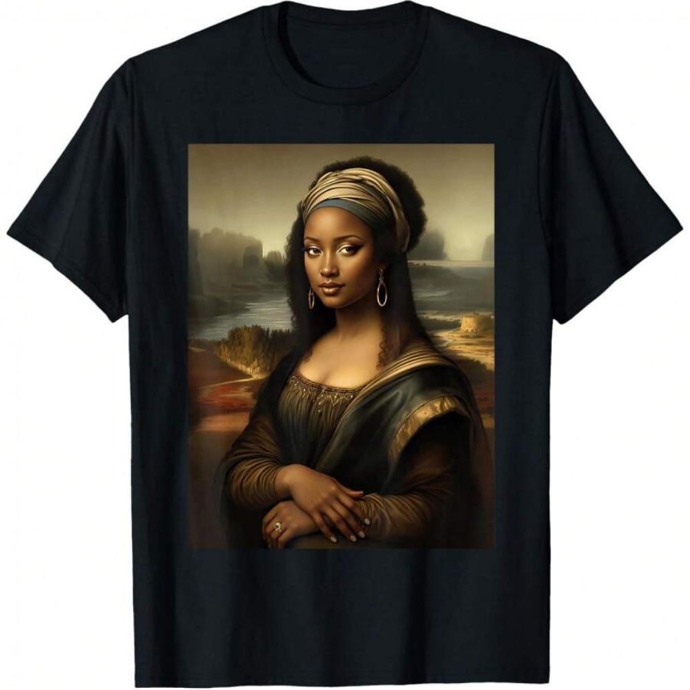 

2026 Summer New Design African Mona Lisa HighQuality Fashion Comfortable Mens Printed Roundneck TShirt 4XL