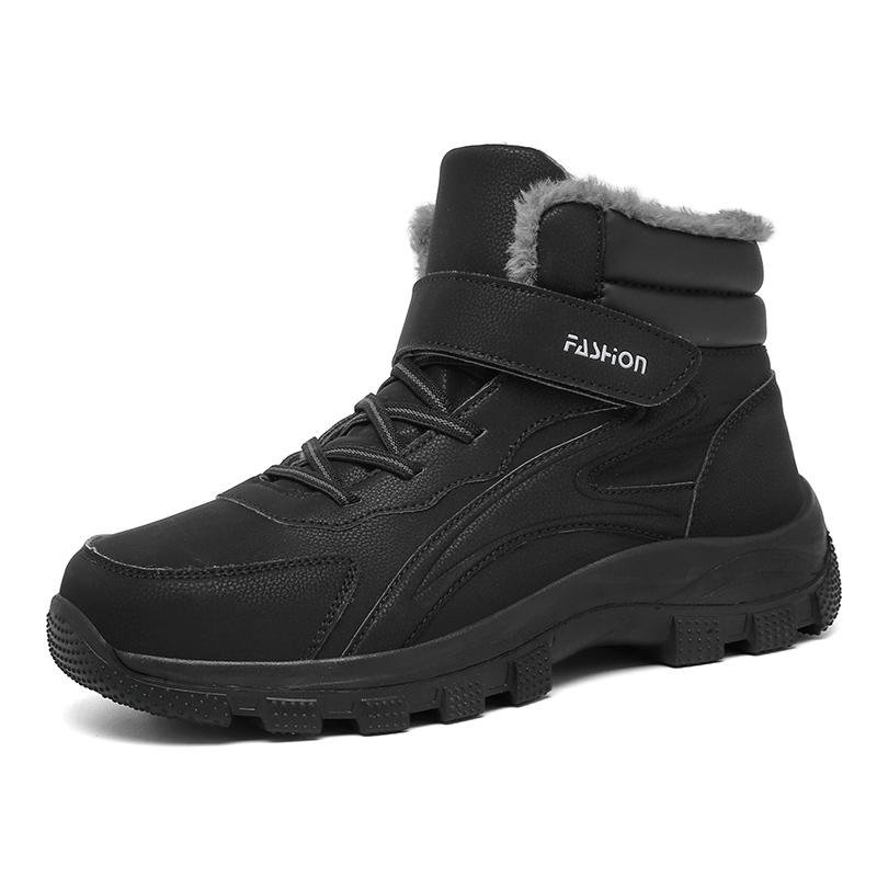 

Зимние ботинки для мужчин, новые водонепроницаемые кожаные теплые зимние ботинки для женщин, унисекс, для улицы, нескользящая рабочая обувь с высоким берцем, повседневная обувь 38 чёрный