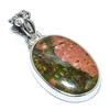 Natural Unakite Gemstone Handmade 925 Solid Sterling Silver Pendant 1.50" s2p78