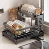 Stainless Steel Kitchen Dish Rack with Plate, Bowl, and Chopstick Holder