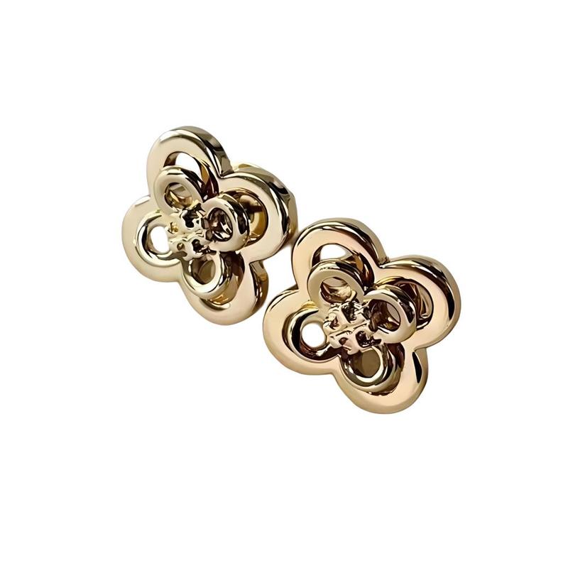 TORY BURCH Four-leaf clover design 18k gold stud earrings women s gold 153719-720-gold F золотой