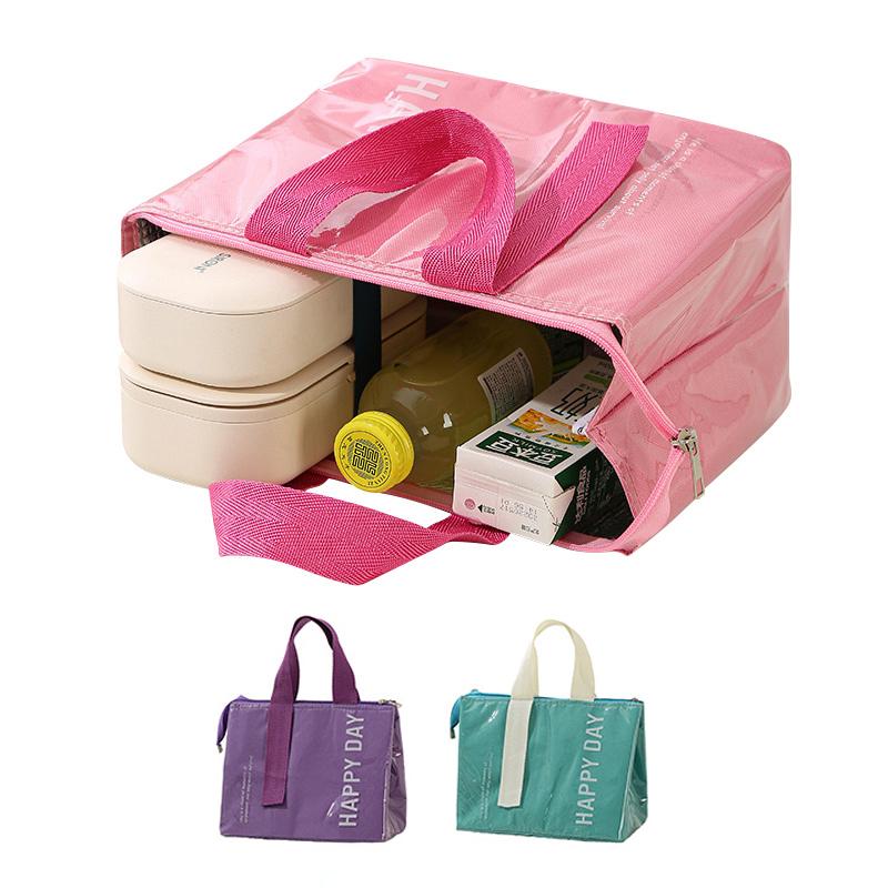 1pc Insulated Bento Bag Large Capacity Lunch Bag with Handle Portable Outdoor Picnic Bag Waterproof Food Storage Bag with Zipper