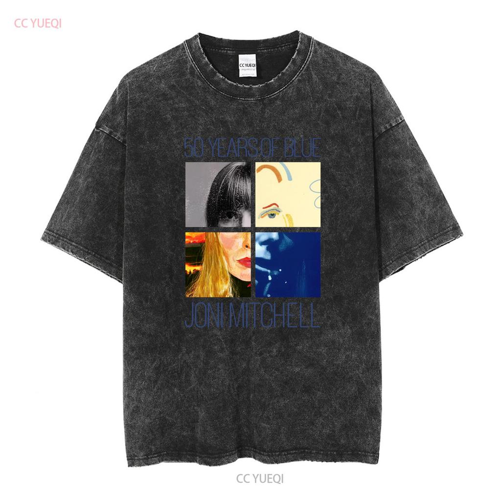 Joni Mitchell 50 Years of Blue in White T Shirt Full Size S To 5XL LL1637 vintage Washed Top For Everyday Wear Unisex Soft