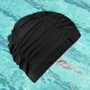 Fabric Swimming Cap for Women Man Pleated Elastic Comfort Bathing Cap Keep Hairstyle Unchanged Nylon Cloth Swim Cap