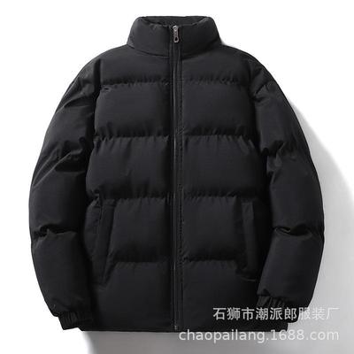 Einfarbig Stehkragen Baumwollgepolsterte Kleidung Herren Neu Winter Verdickt Warm Brot-Kleidung Locker Trend Baumwollkleidung Jacke