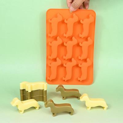 Moule à glaçons en silicone en forme de teckel, antiadhésif, pour friandises glacées, moule à chocolat 9 cavités, moule à glaçons, moule à gâteaux